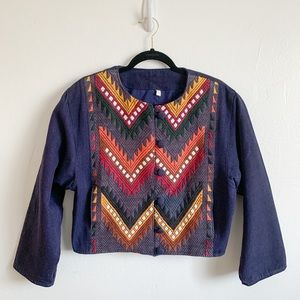 Embroidered Geometric Pattern Jacket Bohemian Vintage